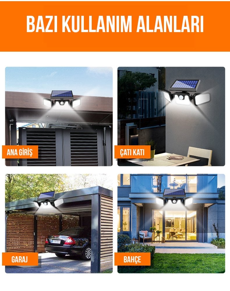  MX-W771A Sensörlü 3 Modlu Ledli Solar Aydınlatmalı Duvar Lambası İçerik